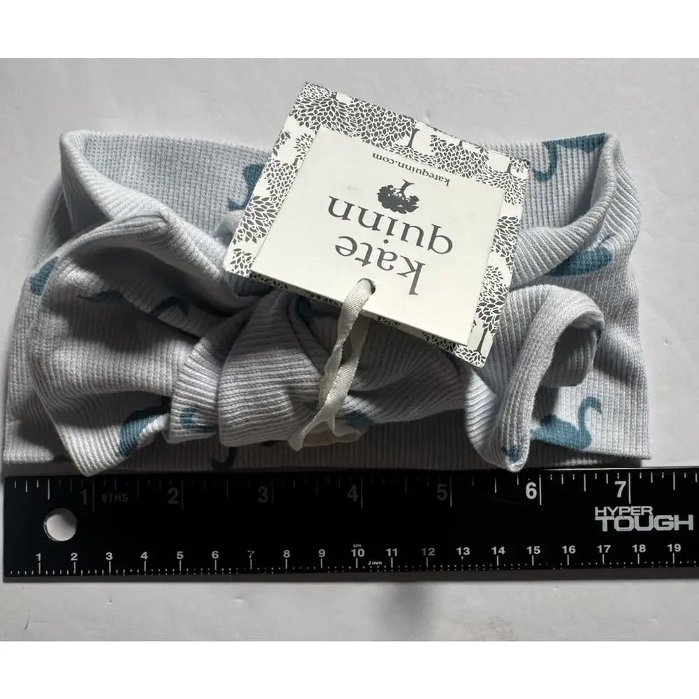 Kate Quinn Baby Headband Size M Organic Cotton Teal Animal Print Bow NWT